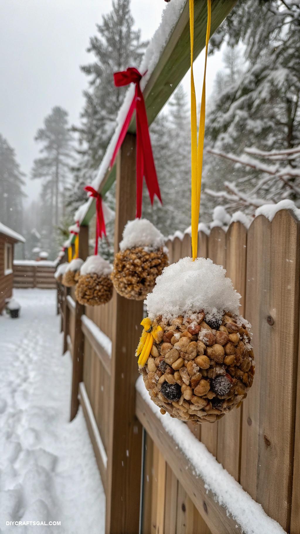 winter crafts for kids Snowy pinecone bird feeders