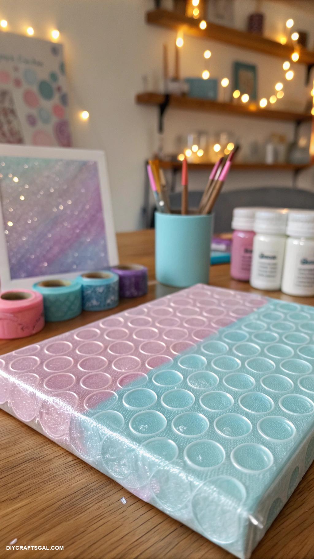 aesthetic art ideas Bubble wrap printing on canvas