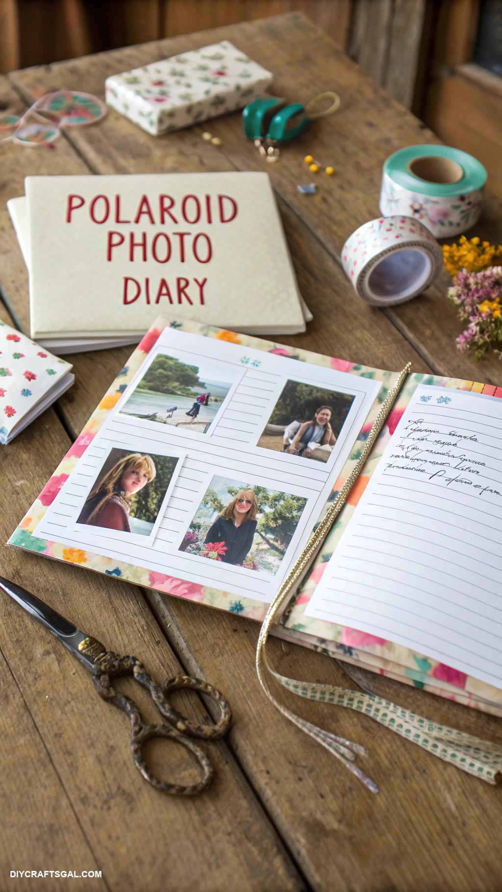 aesthetic diary ideas Polaroid photo diary with handwritten notes