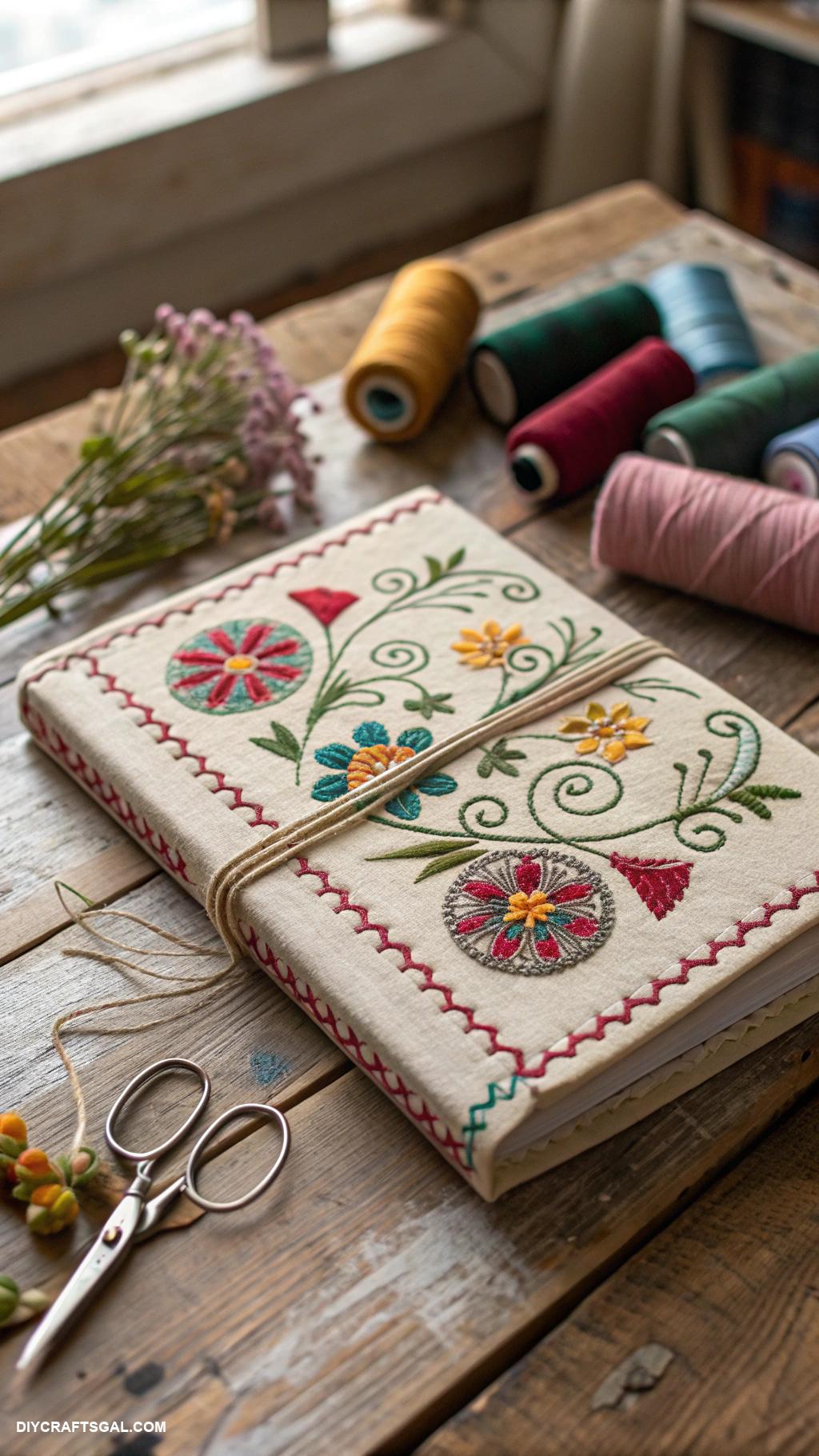 aesthetic diary ideas Stitched fabric covers for a tactile feel