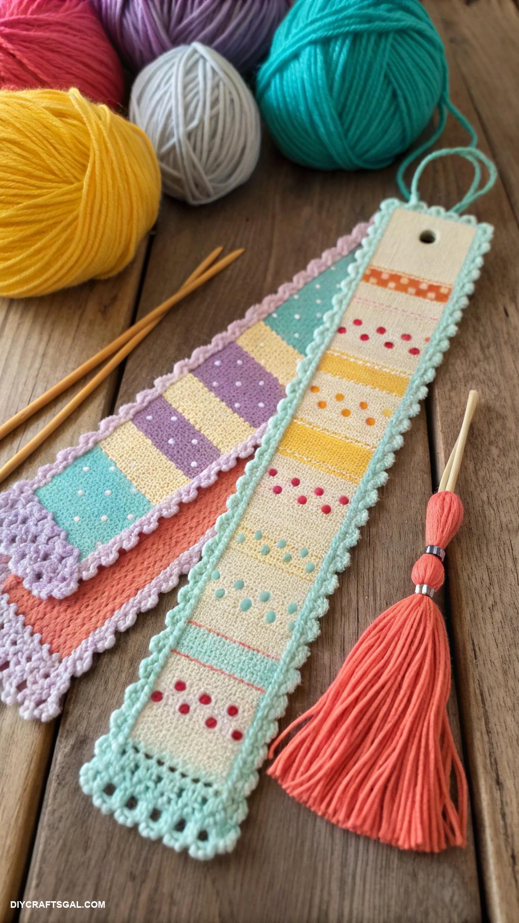 beginner knitting ideas Knit colorful bookmarks for book lovers