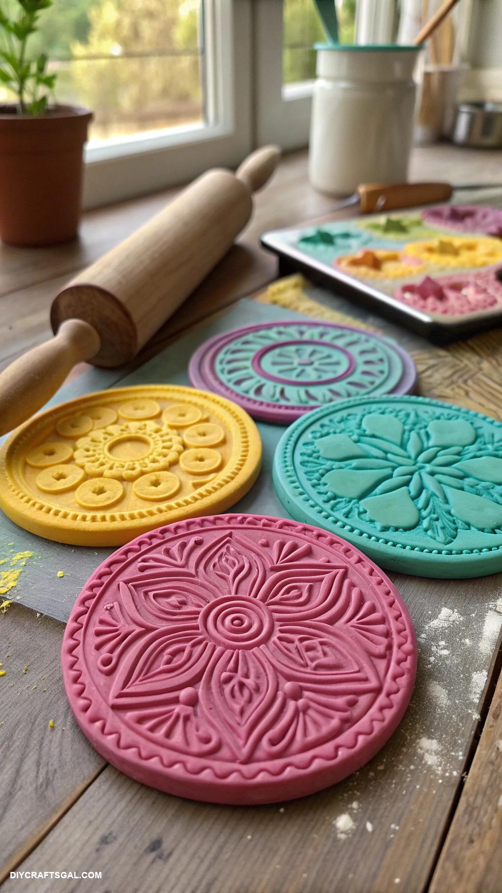 clay crafts Colorful clay coasters