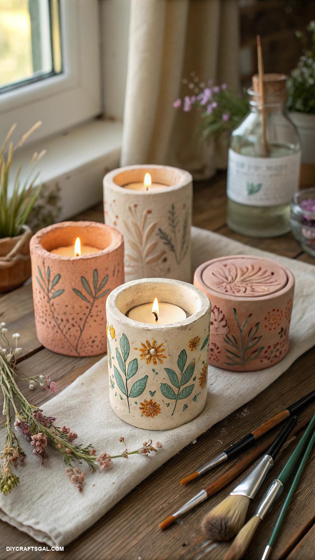 clay crafts Unique clay candle holders