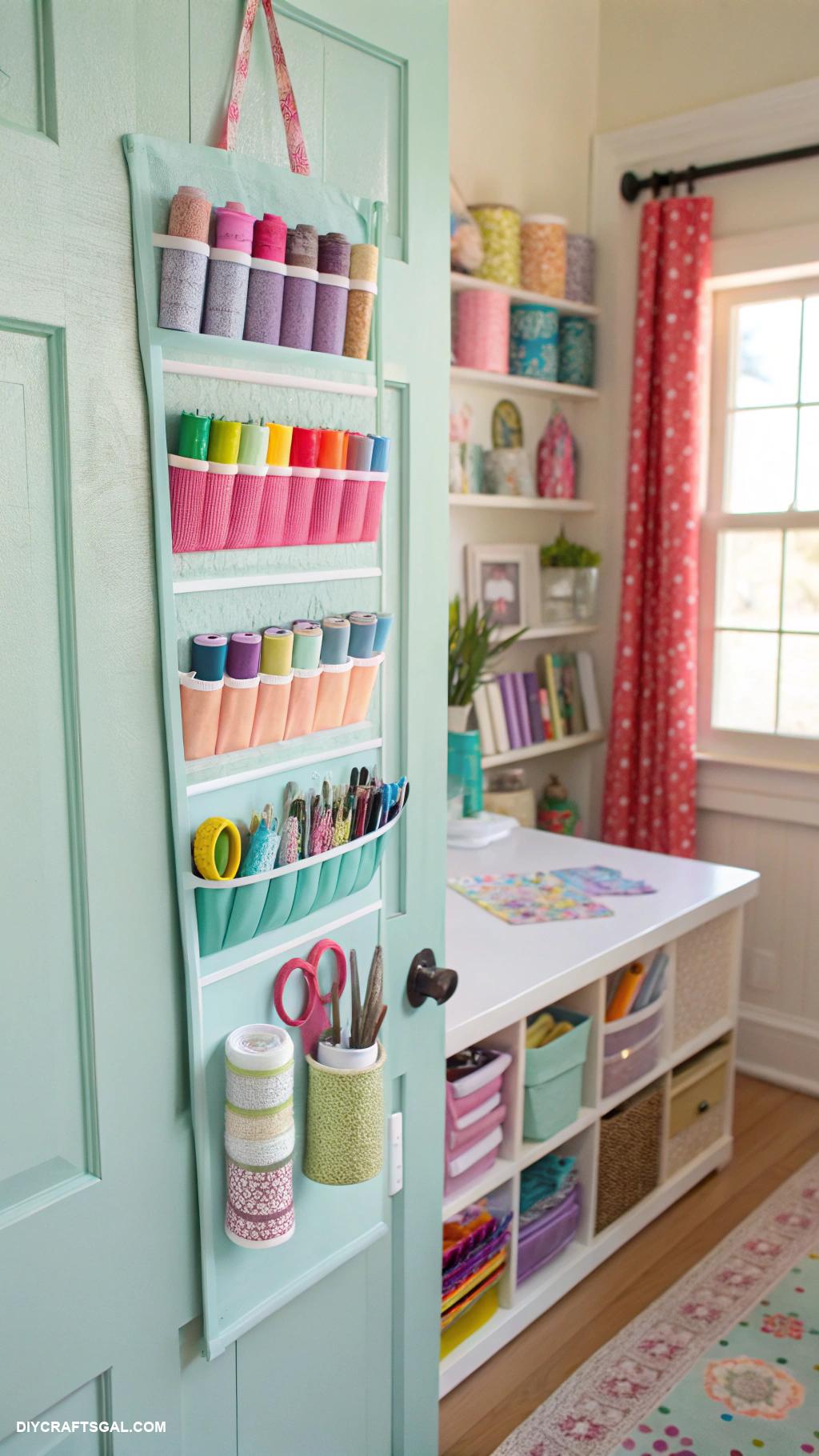 craft room organization Over the door shoe organizer for supplies