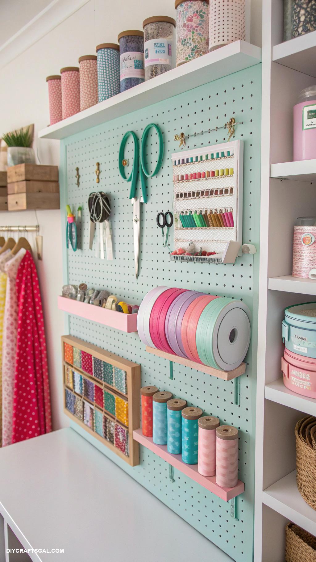 craft room organization Pegboard for hanging tools and materials