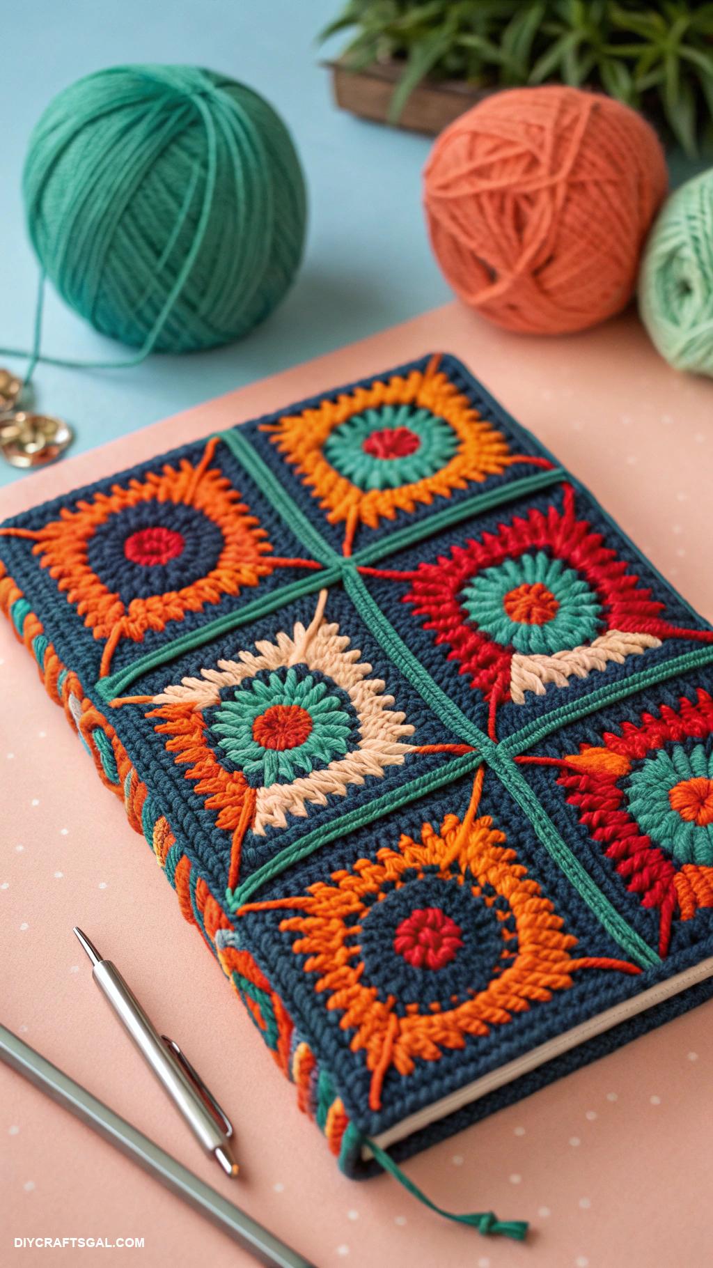 crochet book covers Geometric Patterns in Bold Colors