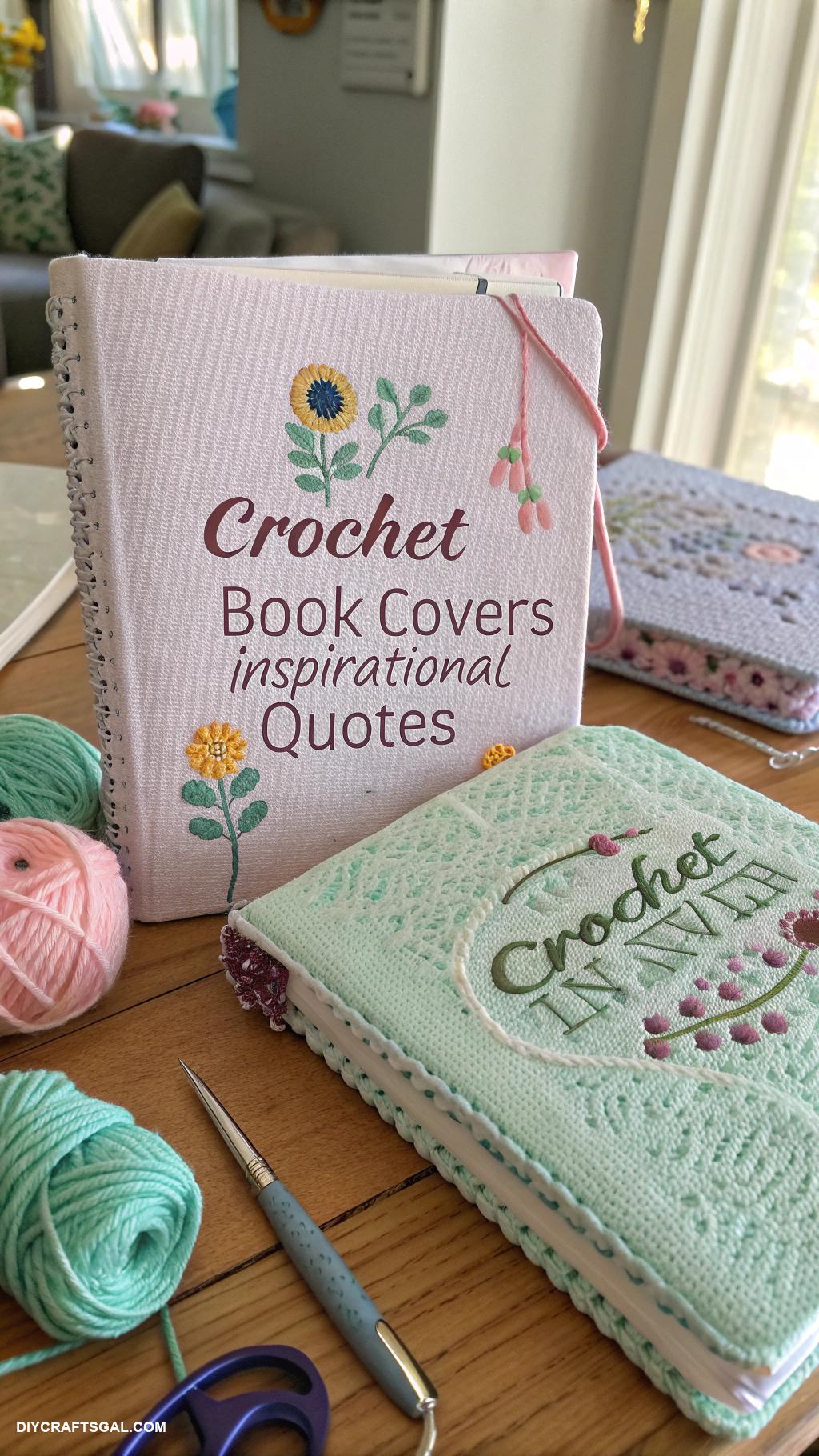 crochet book covers Inspirational Quotes Embroidered on Canvas