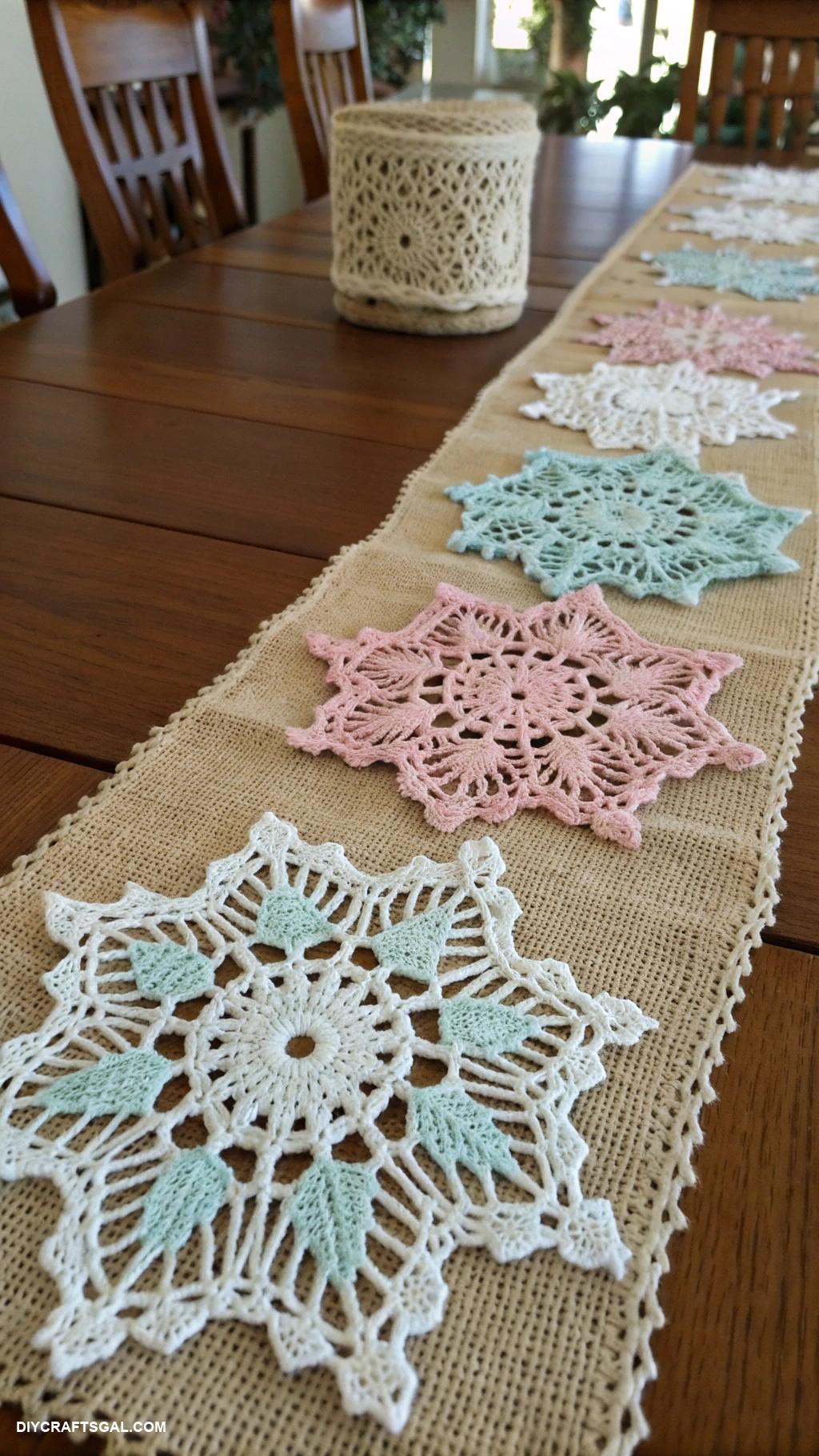 crochet snowflake ideas Lace inspired snowflake table centerpieces