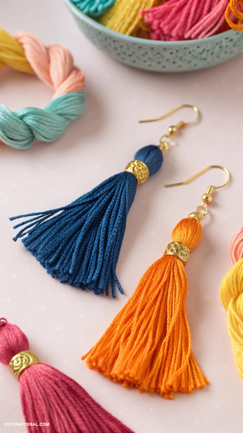 diy earrings ideas Embroidery thread tassel earrings