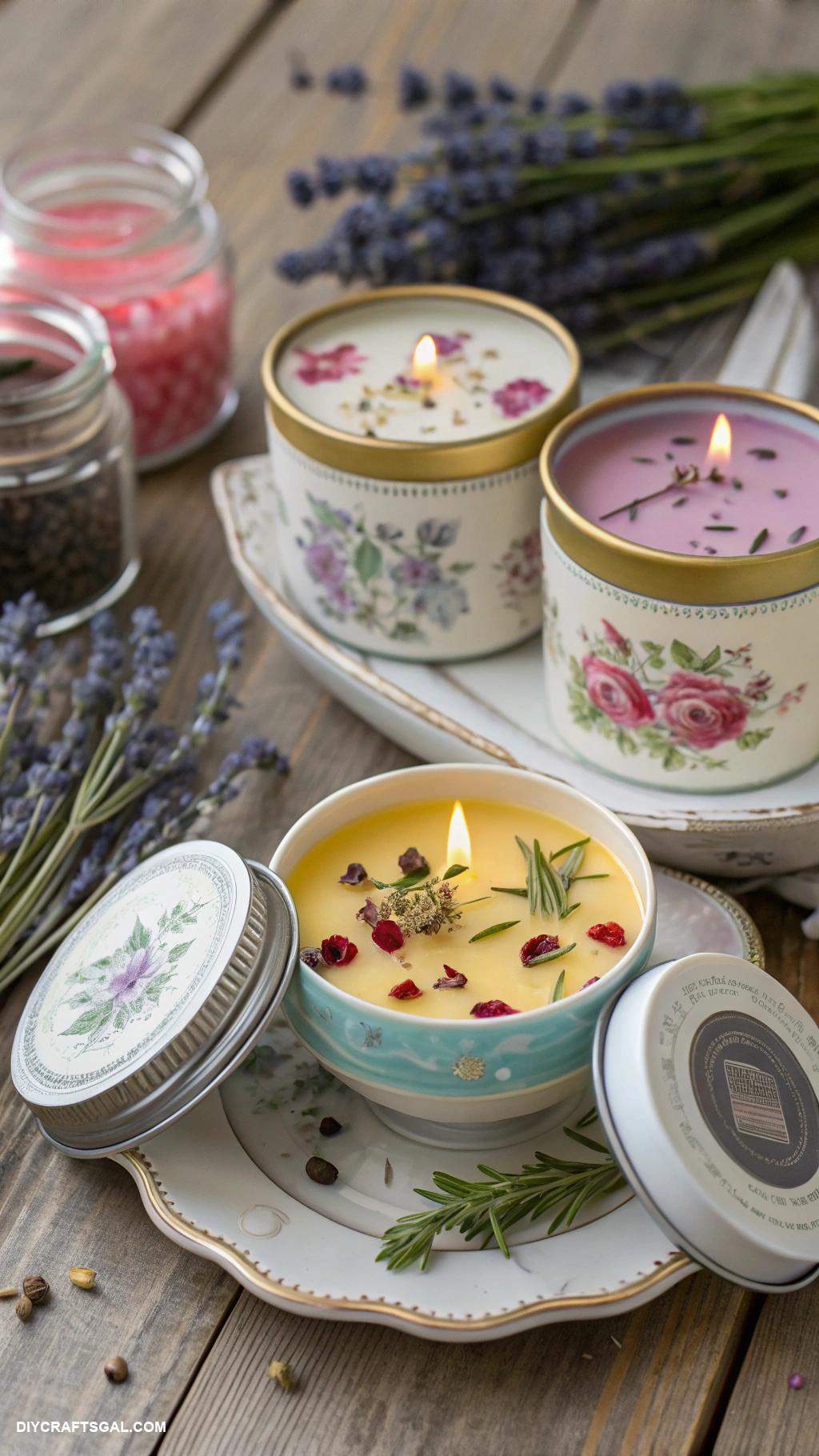 diy mothers day gift ideas DIY scented candles in unique containers