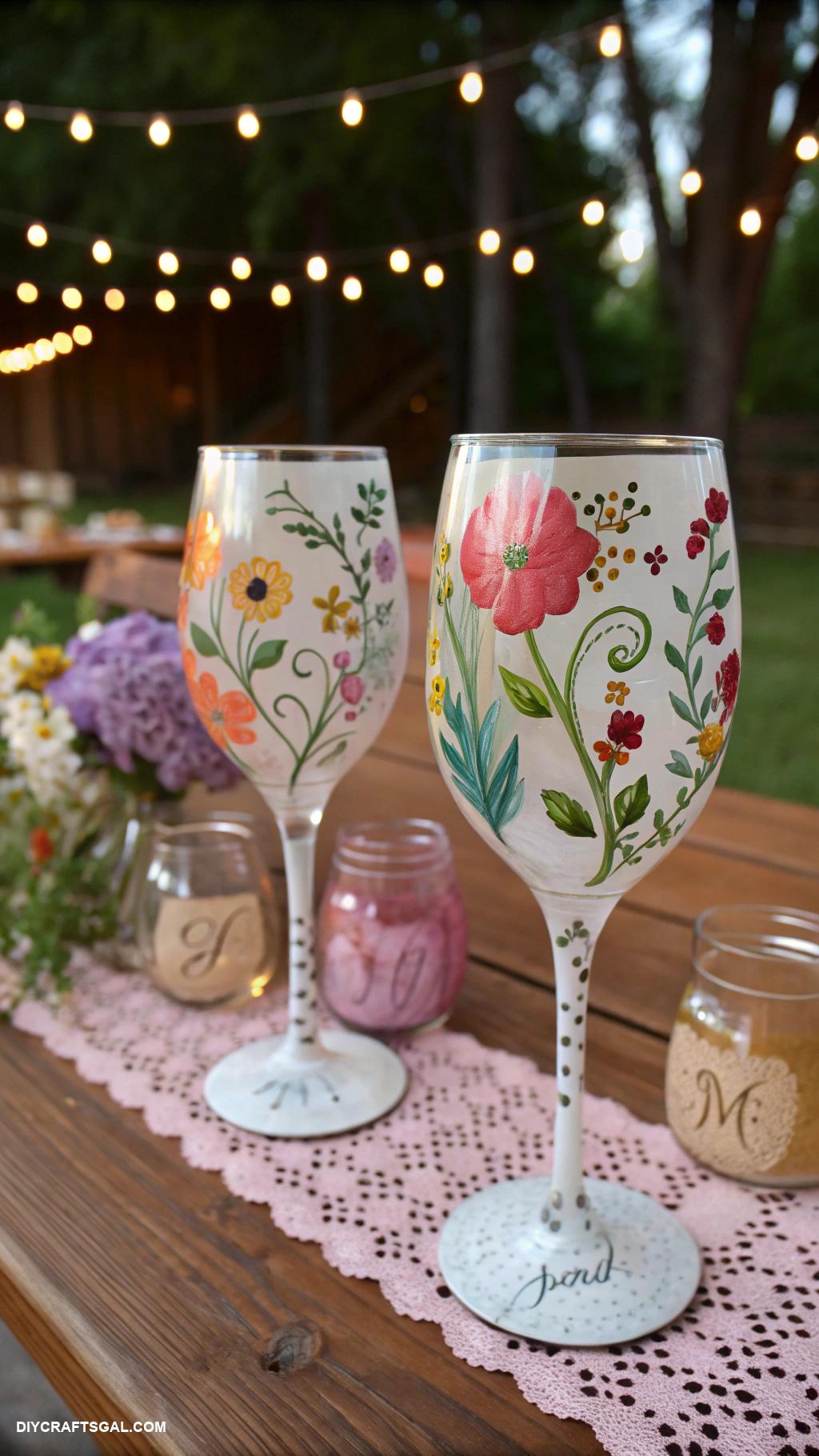 diy wedding gifts Custom painted wine glasses for guests