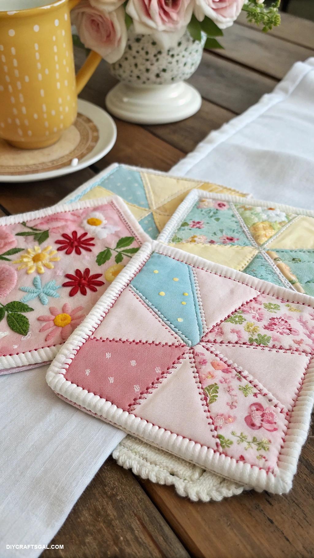 diy wedding gifts Hand sewn fabric coasters for drinkware