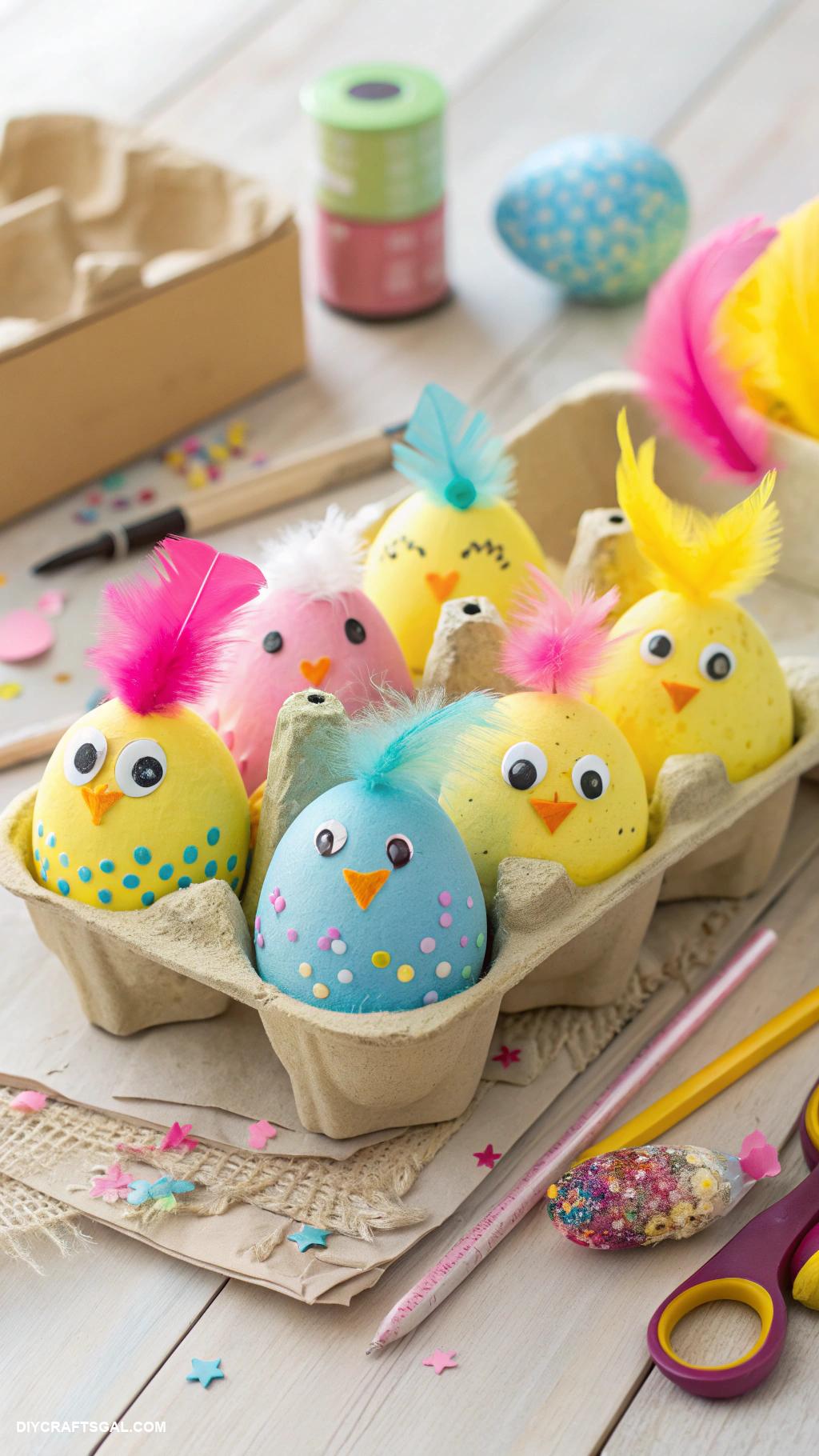 easy easter crafts Design cardboard egg carton chicks