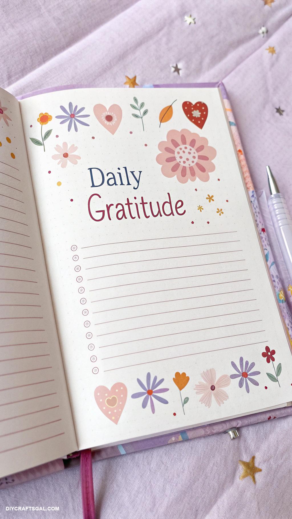 gratitude journal layout Daily gratitude with doodle illustrations