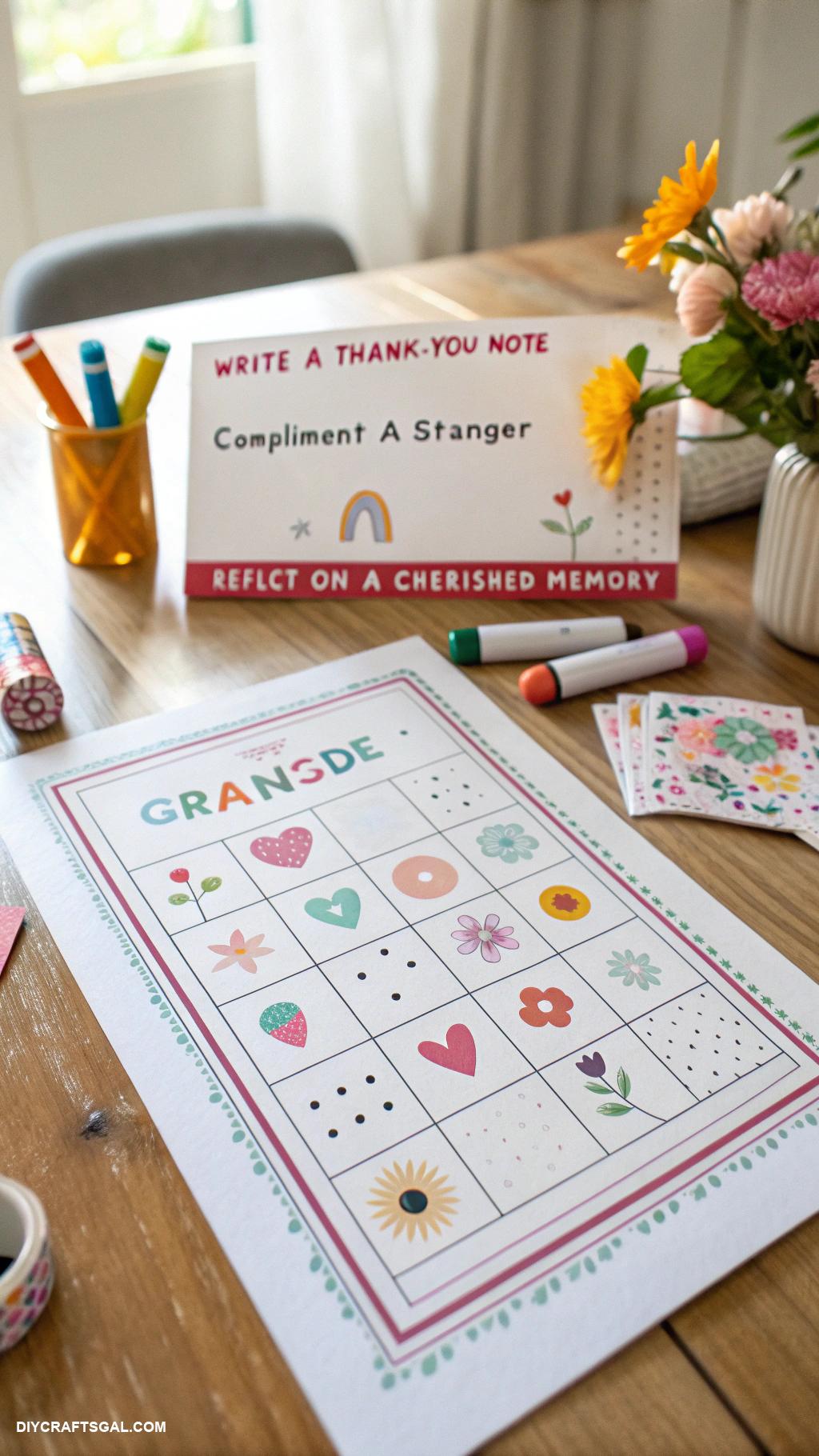 gratitude journal layout Gratitude bingo with fun challenges