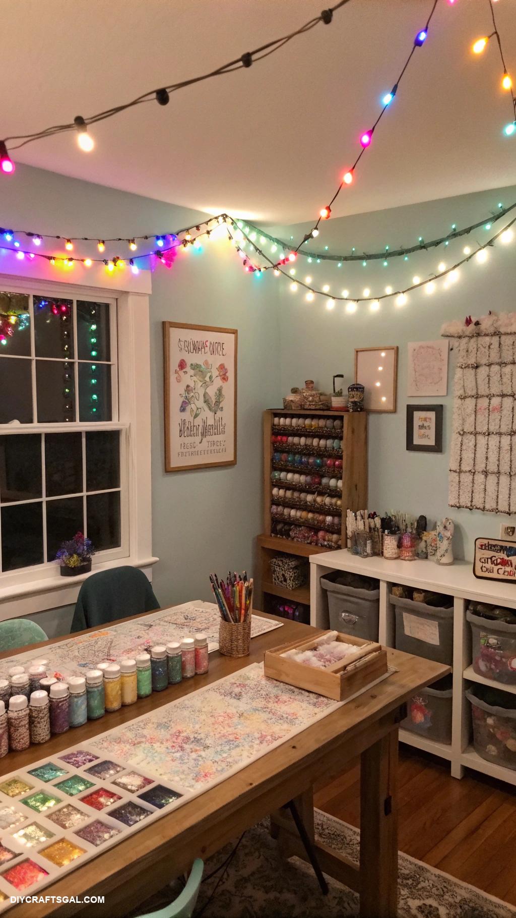 hobby room ideas Artistic lighting with string lights
