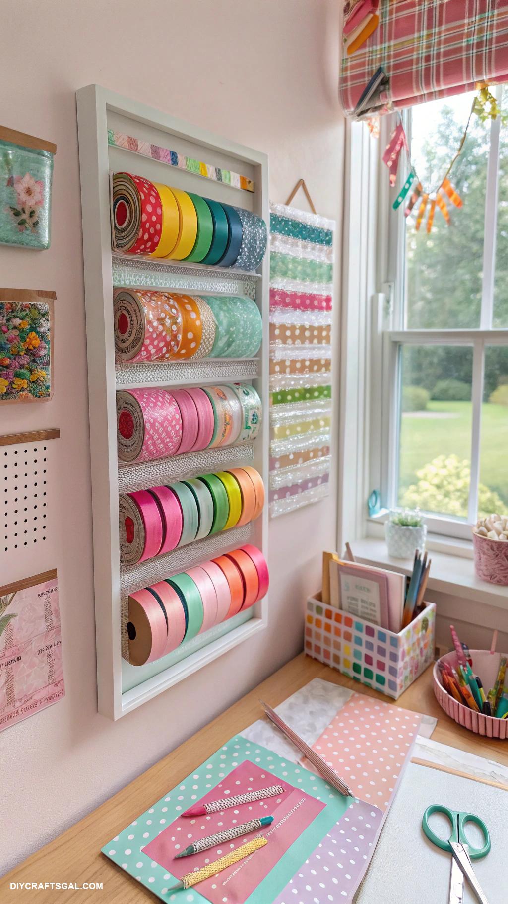 hobby room ideas Brightly colored washi tape display board