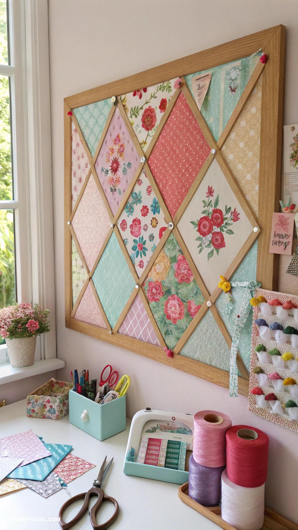 hobby room ideas DIY fabric covered inspiration bulletin board
