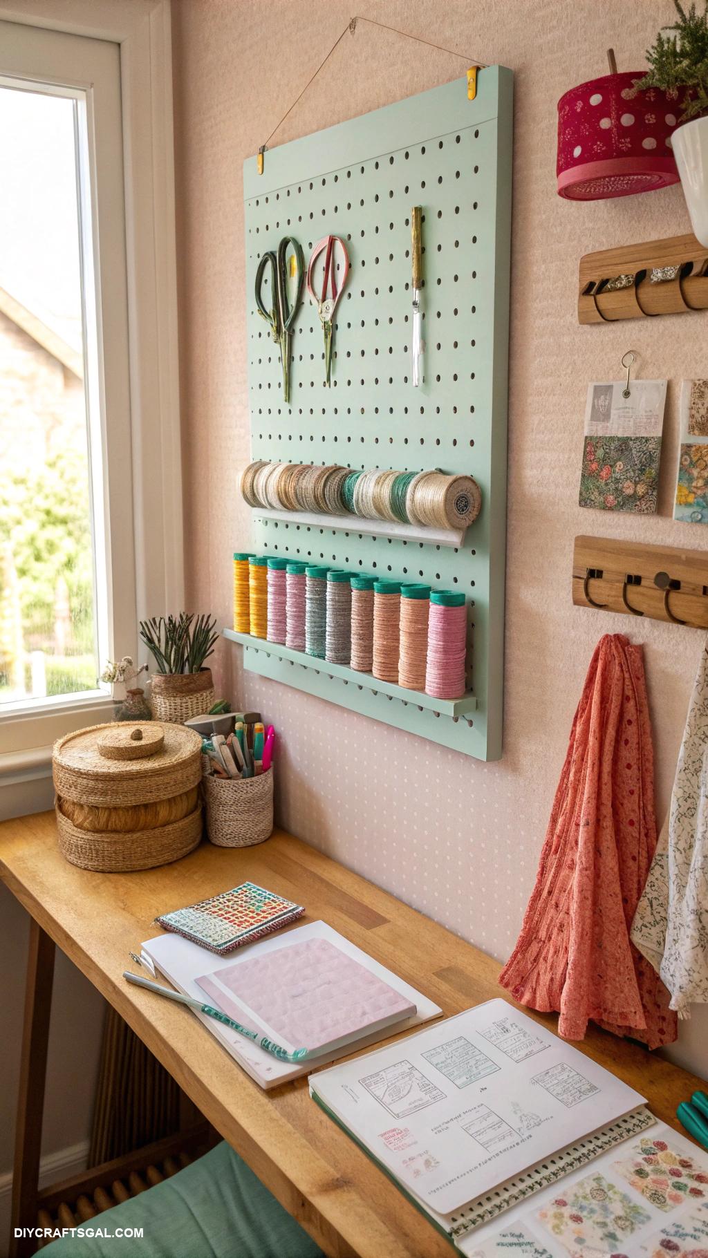 hobby room ideas Wall mounted pegboard for organized tools
