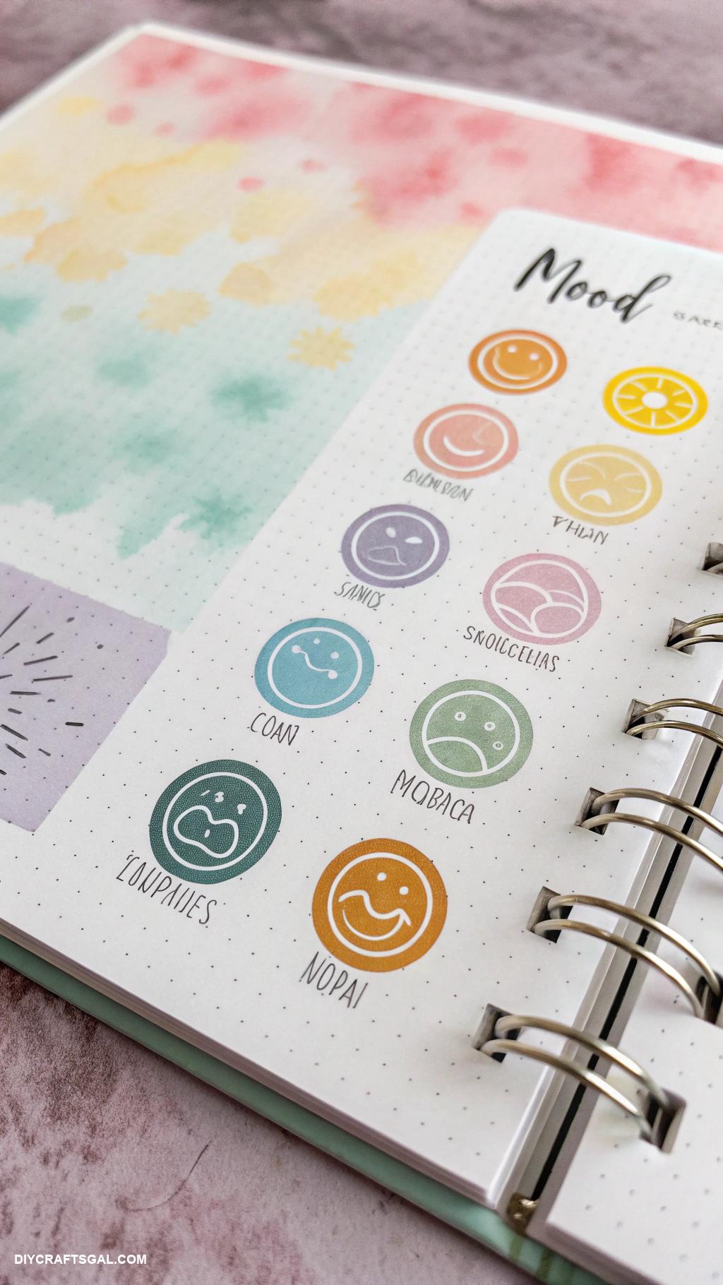 journal page inspo Mood tracker with color coded themes