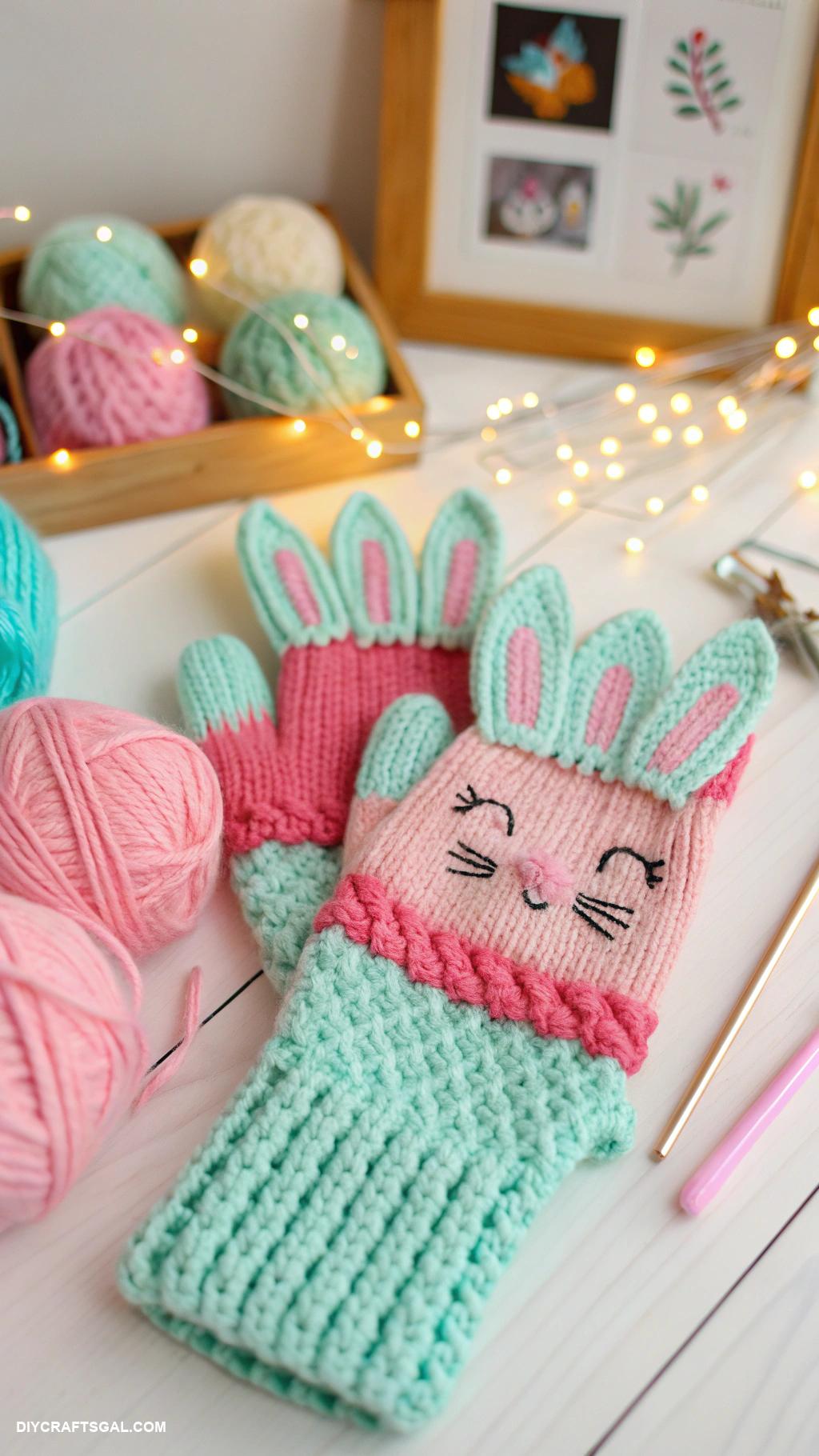 knitted gloves Gloves featuring animal ear designs