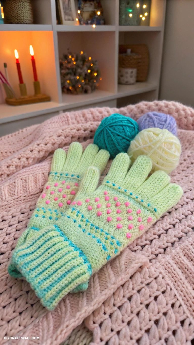 knitted gloves Glow in the dark yarn knitted gloves