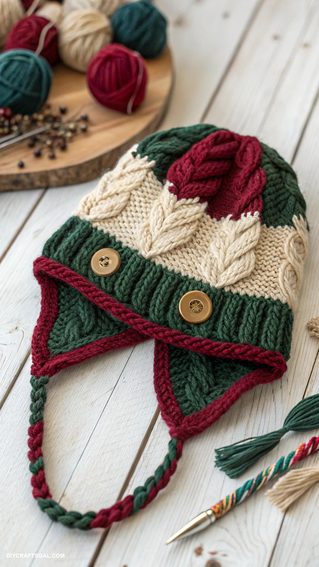 knitted hat ideas Hat with integrated earflaps for warmth