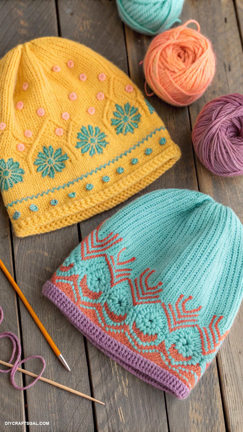 knitted hat ideas Reversible hats with contrasting designs
