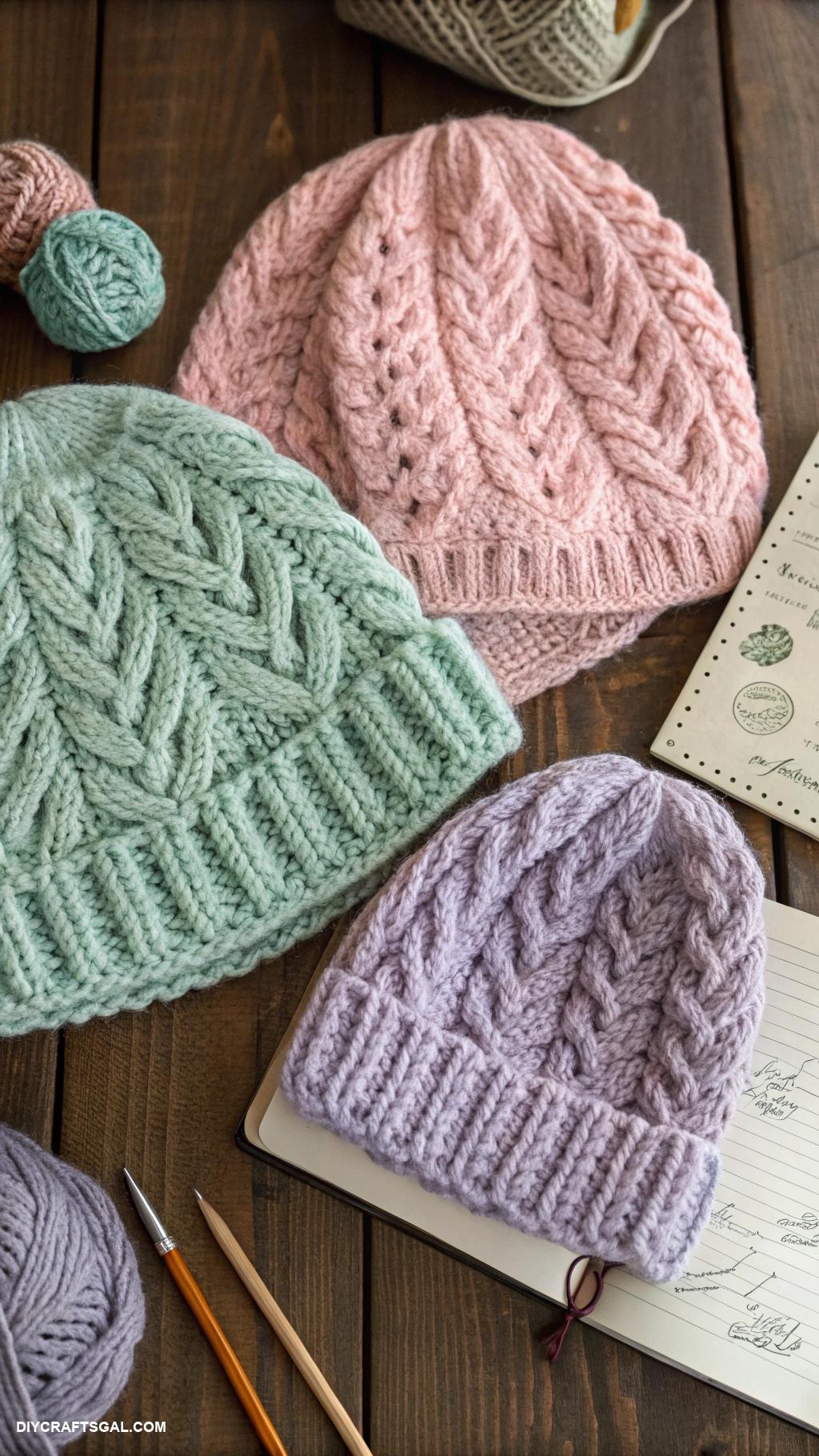 knitted hat ideas Textured knit patterns with chunky yarn