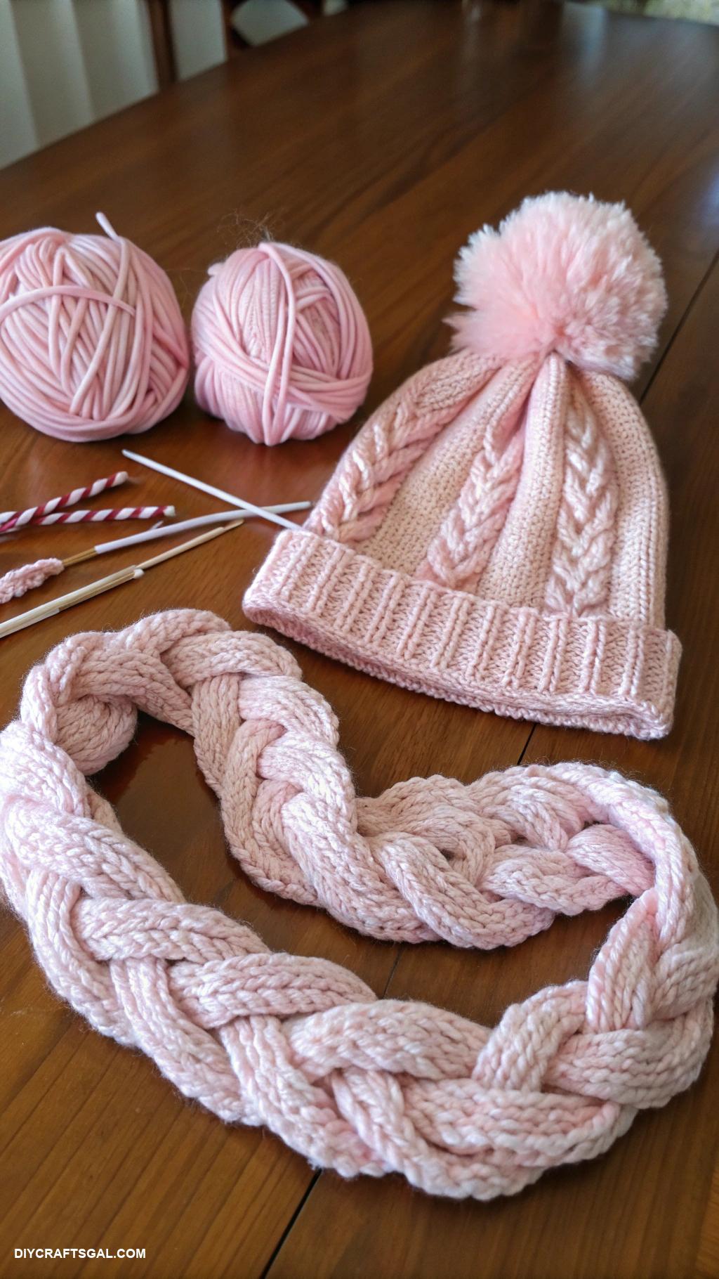 knitted hat ideas Twisted headbands and matching hats set