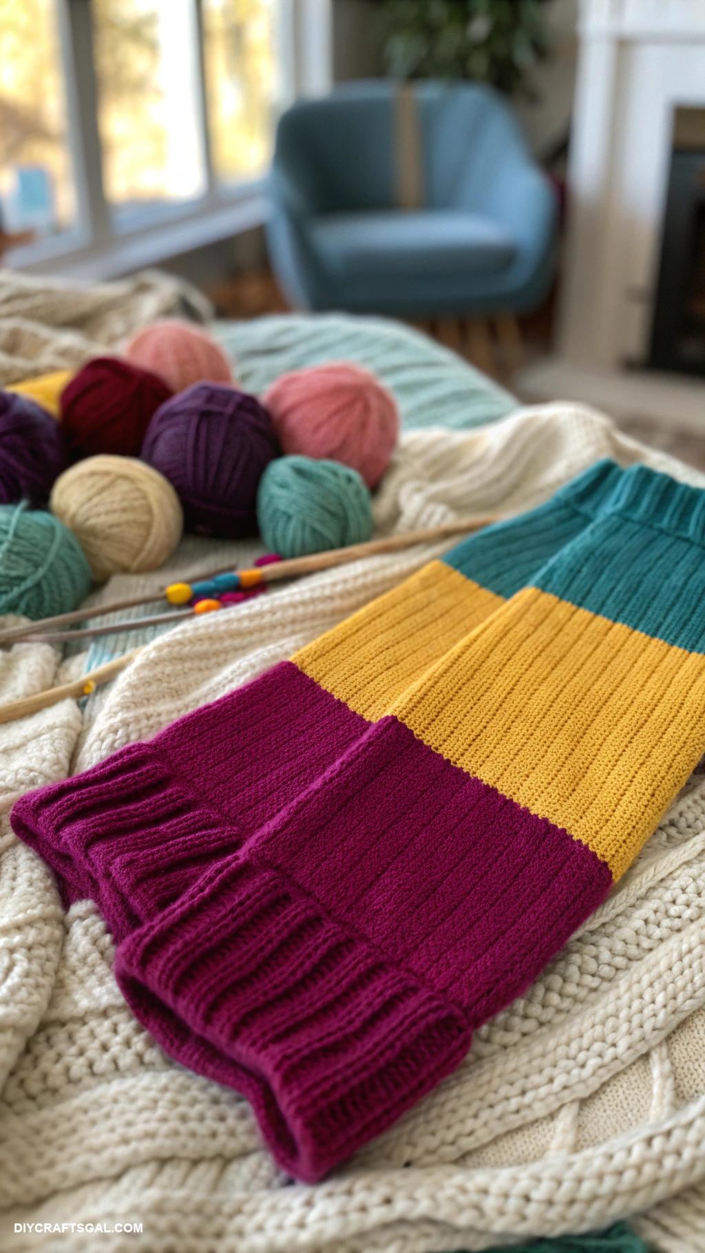 knitted leg warmers Bold color block leg warmers for fun