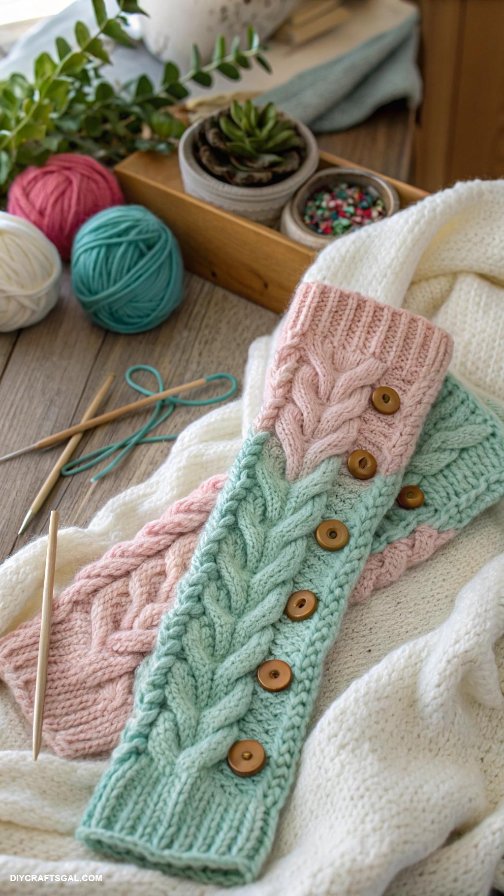 knitted leg warmers Chunky knit leg warmers with buttons