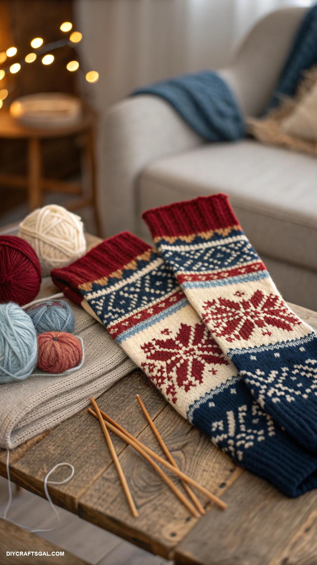 knitted leg warmers Fair isle pattern leg warmers for winter