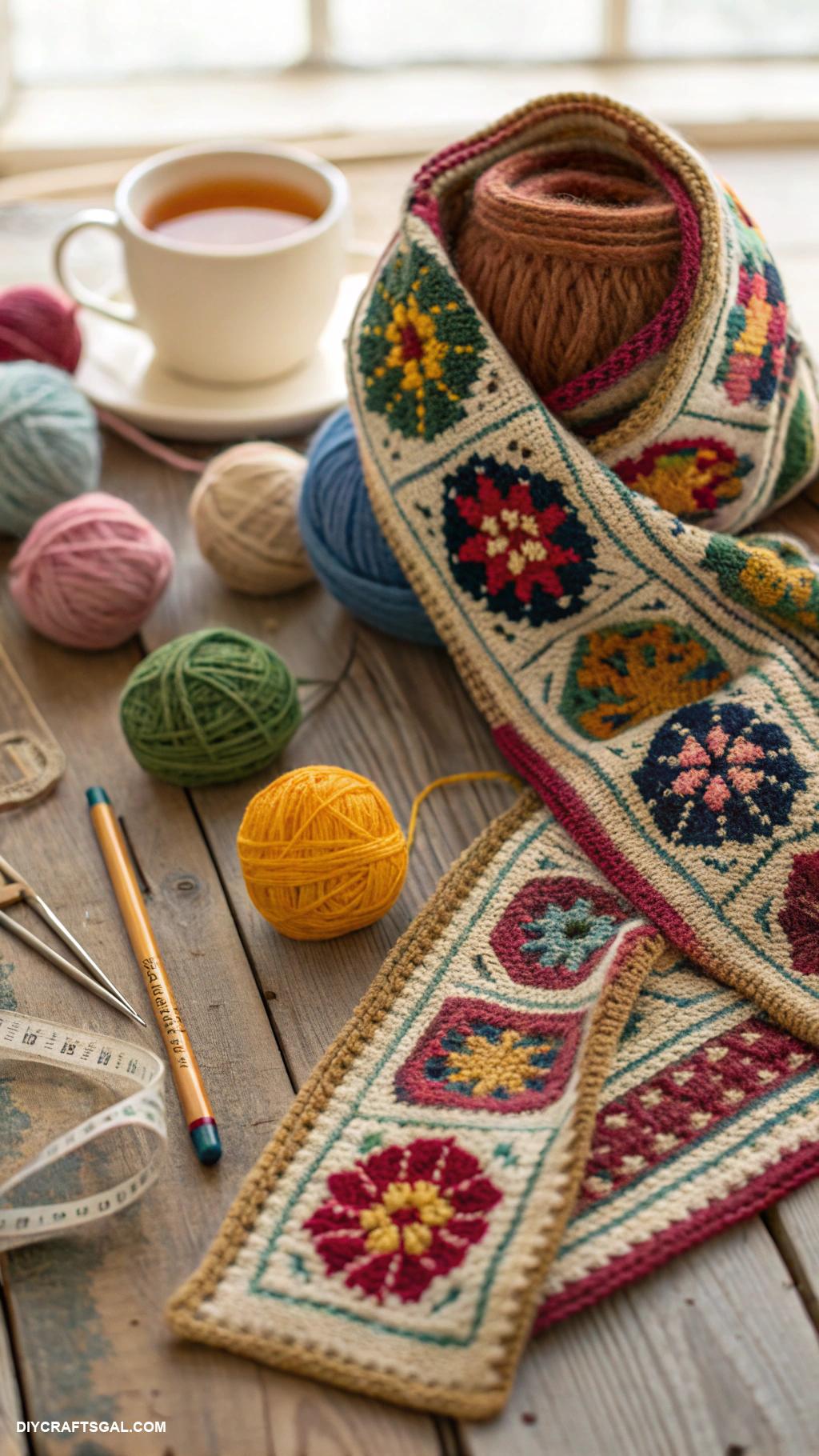 knitted scarf ideas Project based themed scarf for hobbies