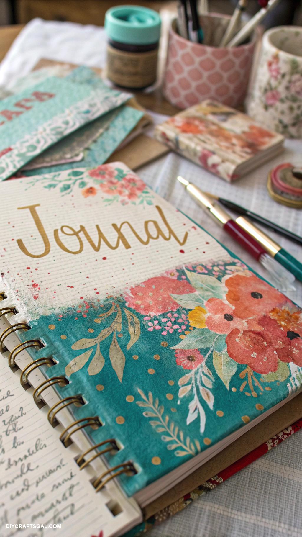 messy journal aesthetic Layered paint and collage on pages