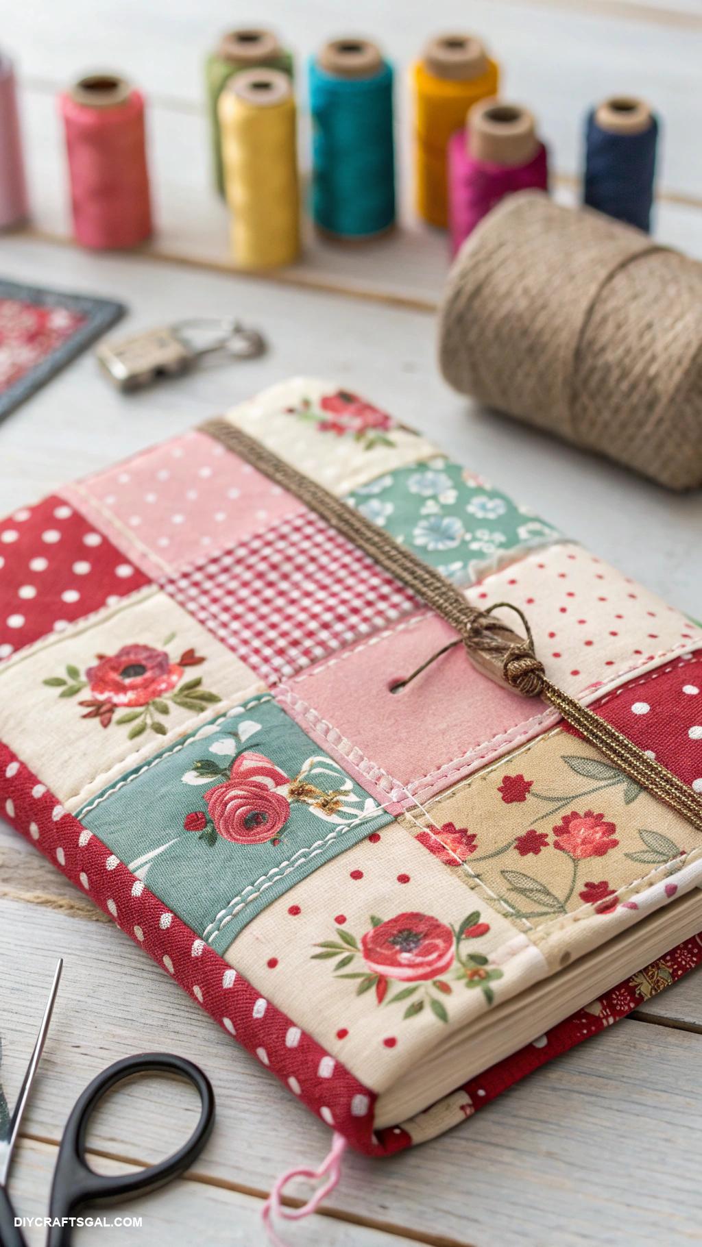 monthly journal cover ideas Patchwork fabric cover with textures