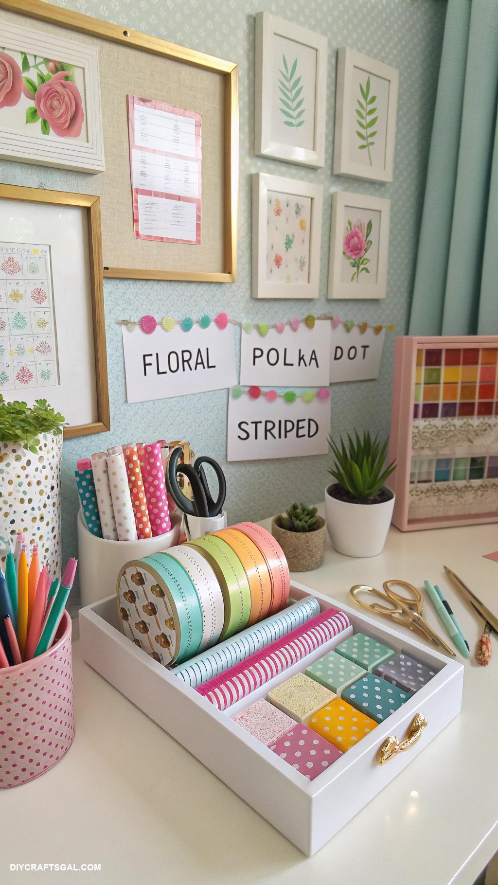 office craft room combo Colorful tape on office supplies