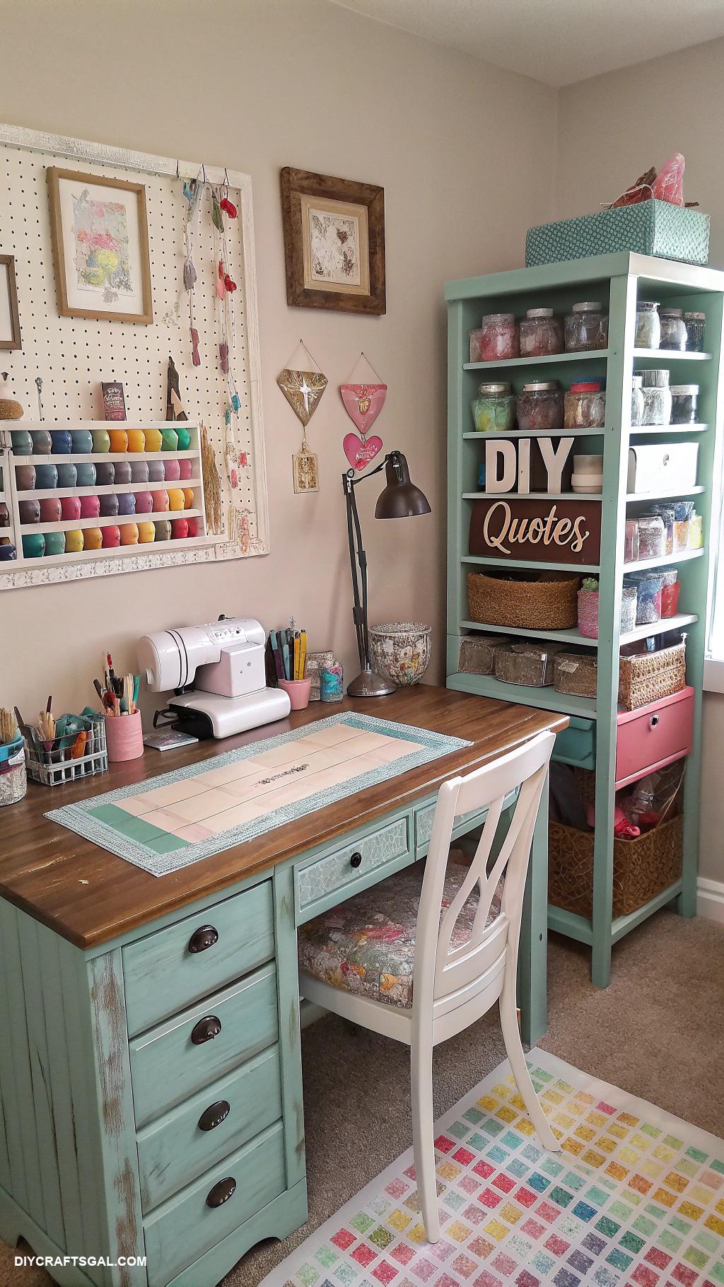 office craft room combo Repurposed furniture as workstations