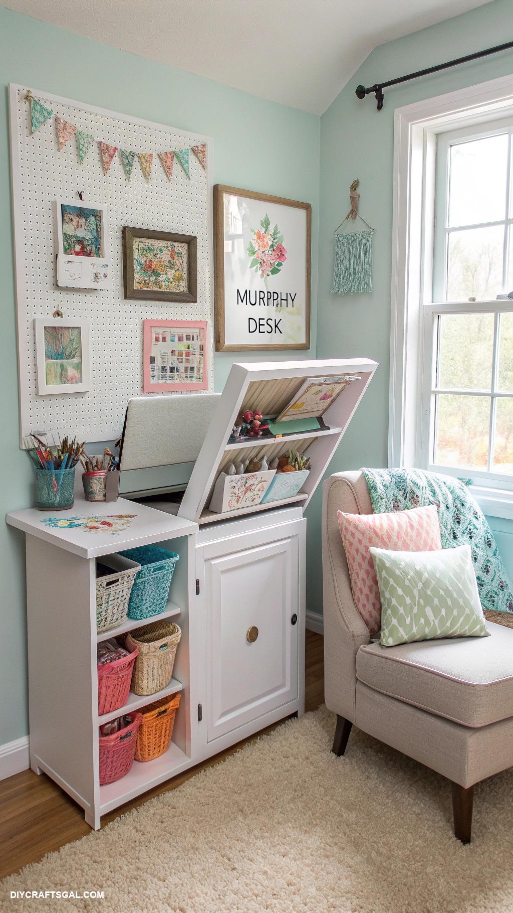 small craft rooms Murphy desk for space saving solutions