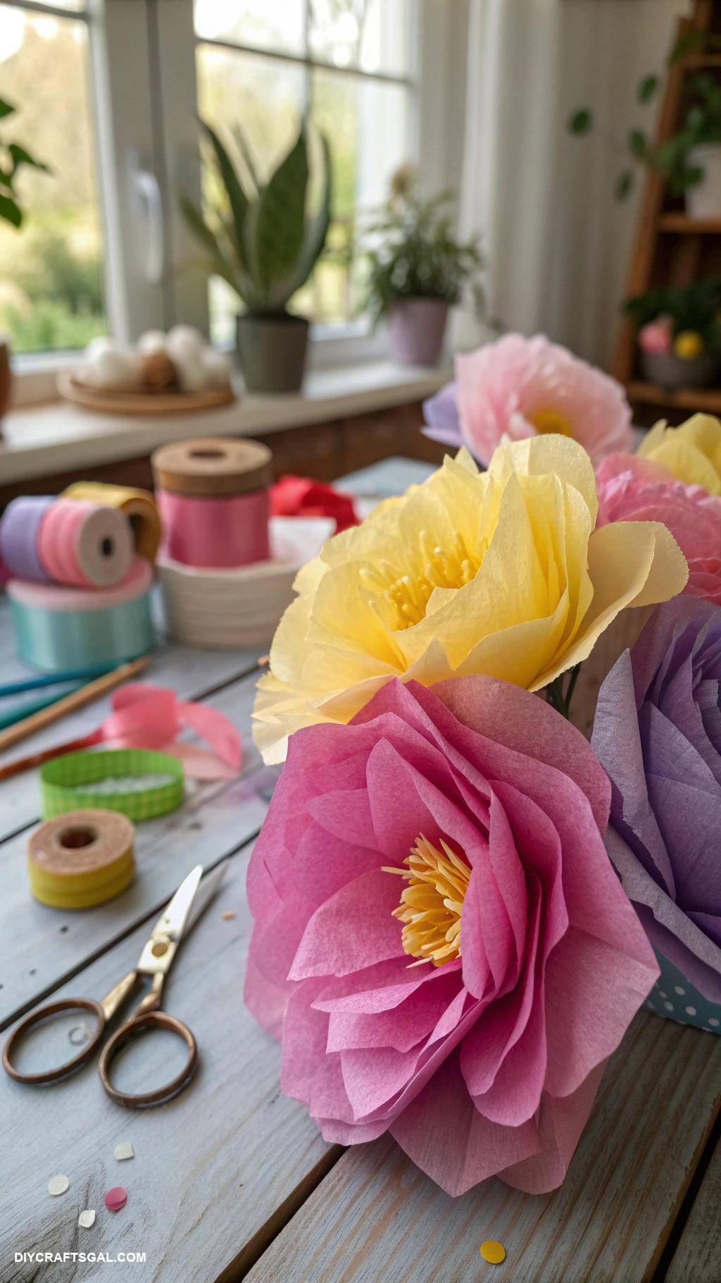 spring crafts Handmade paper flowers from tissue paper