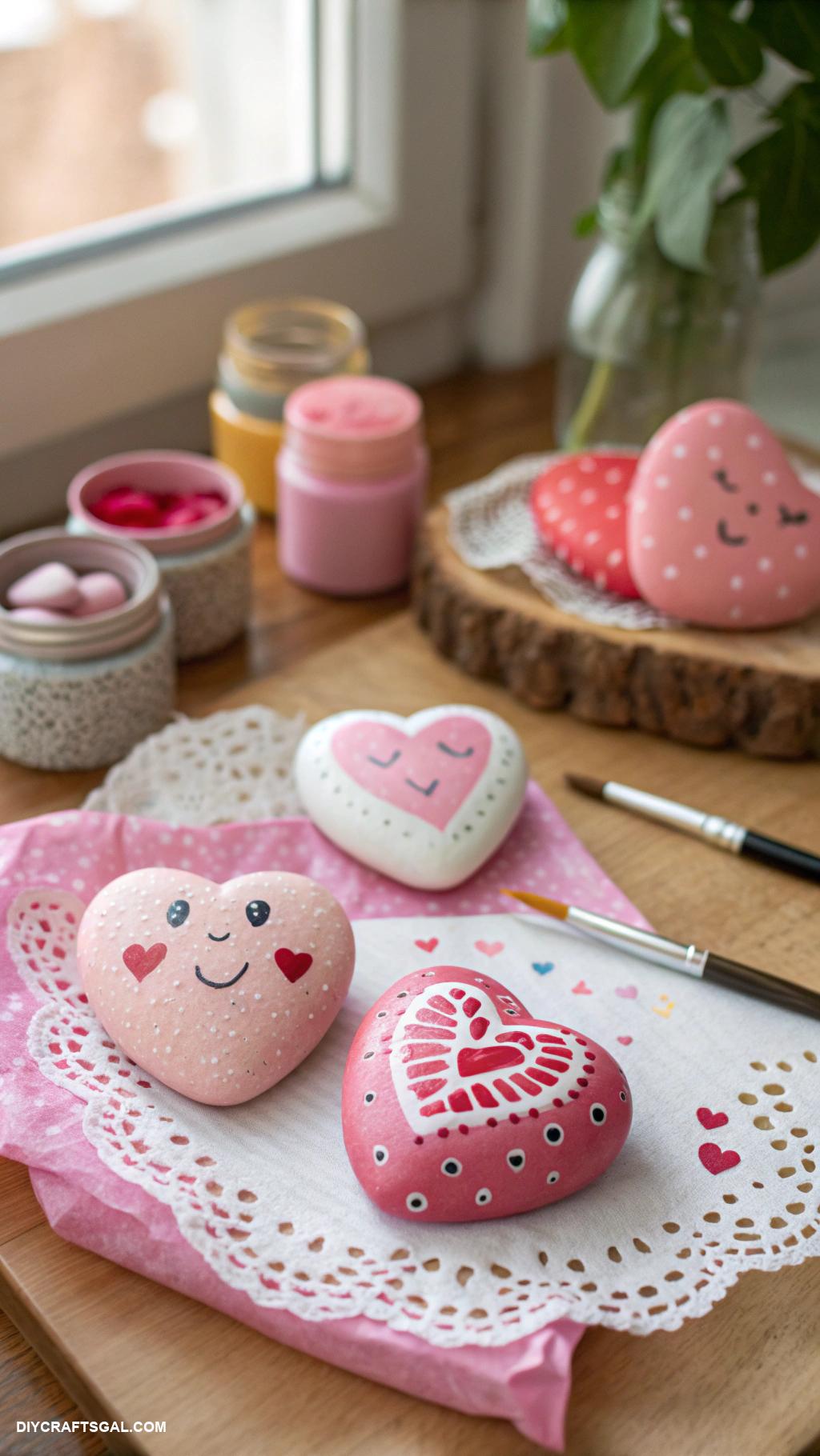 valentines day crafts Adorable painted rock hearts