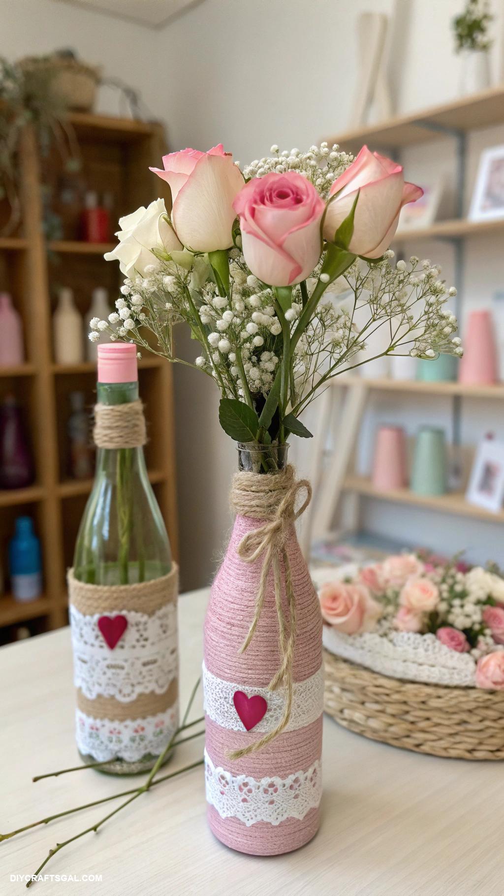 valentines day crafts Decorative wine bottle vases