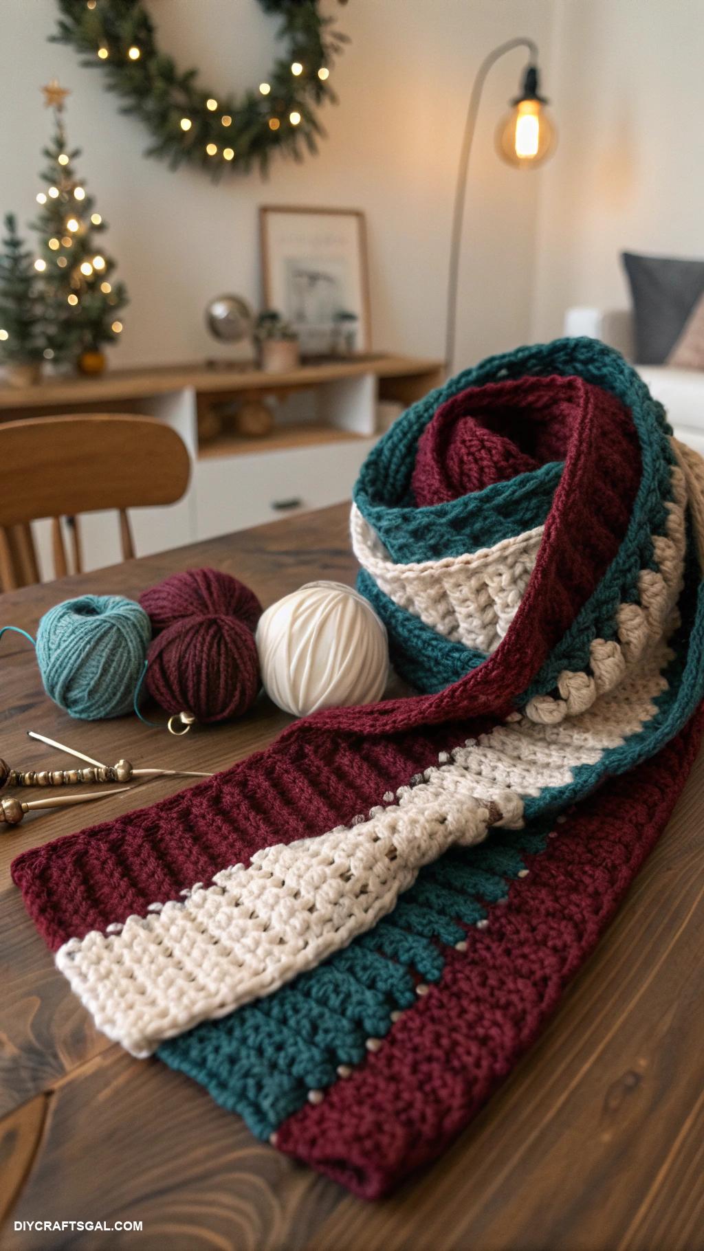 winter crochet projects Chunky scarves in winter hues