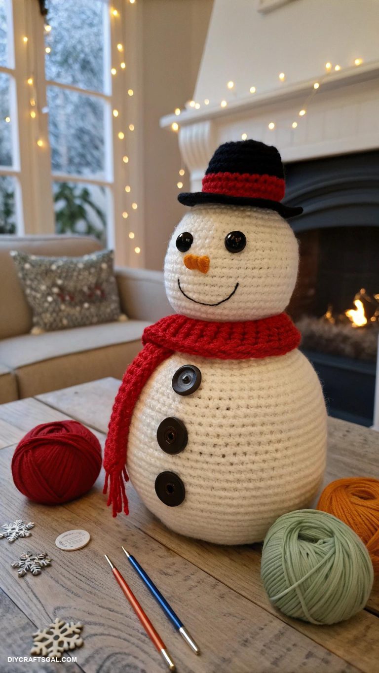 winter crochet projects Crochet snowman toy for winter fun