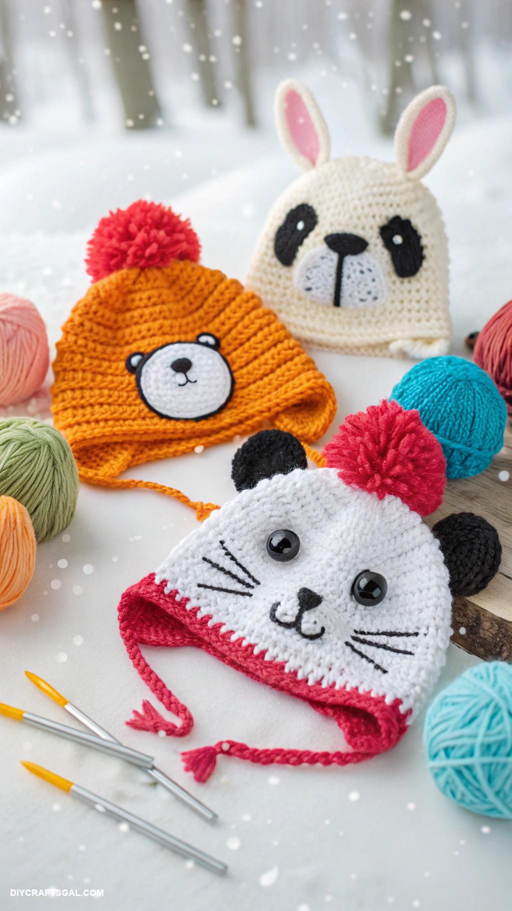 winter crochet projects Cute animal hats for kids