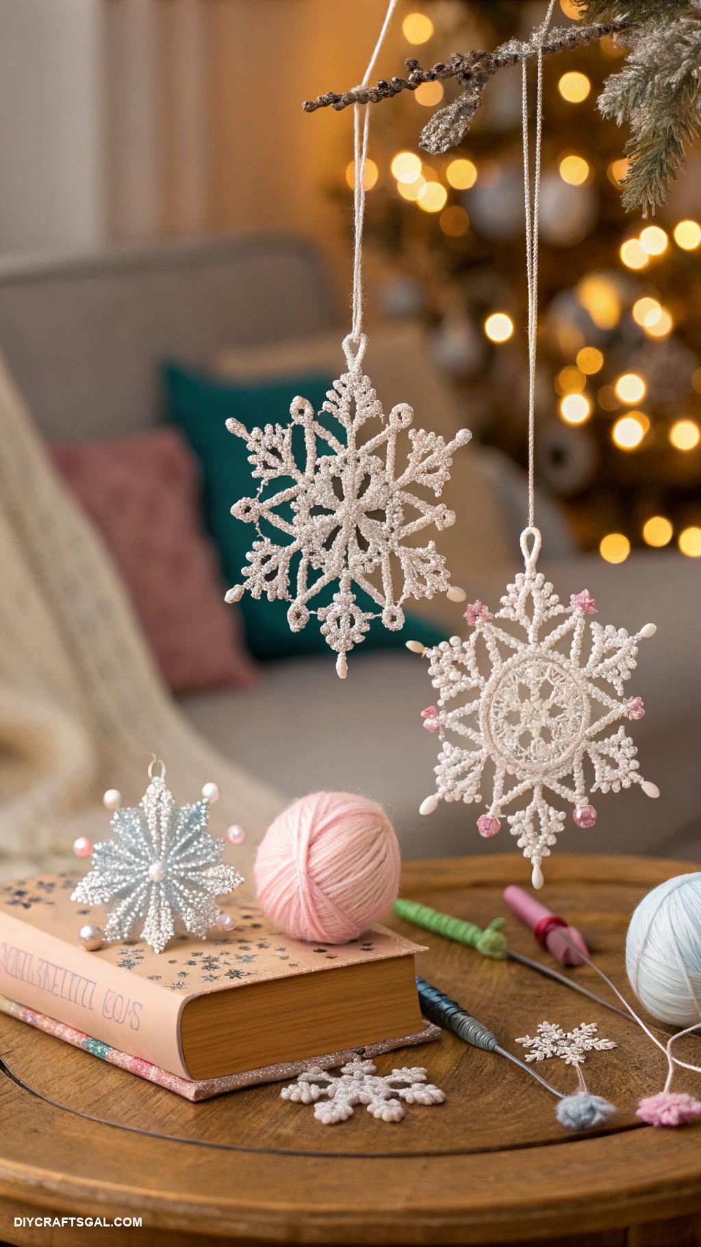 winter crochet projects Snowflake ornaments for festive decorations
