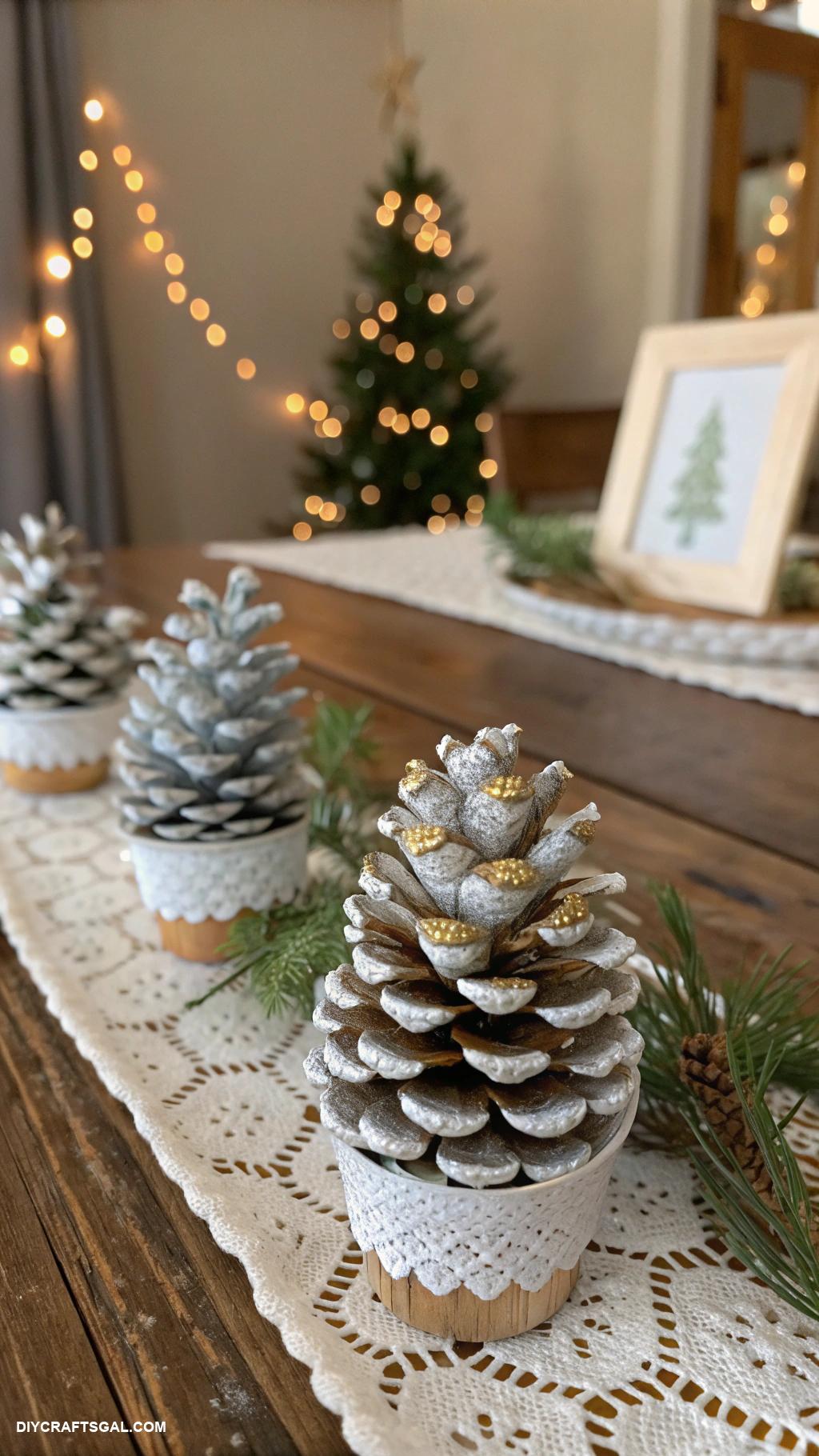 winter pinecone crafts Pinecone place card holders for parties