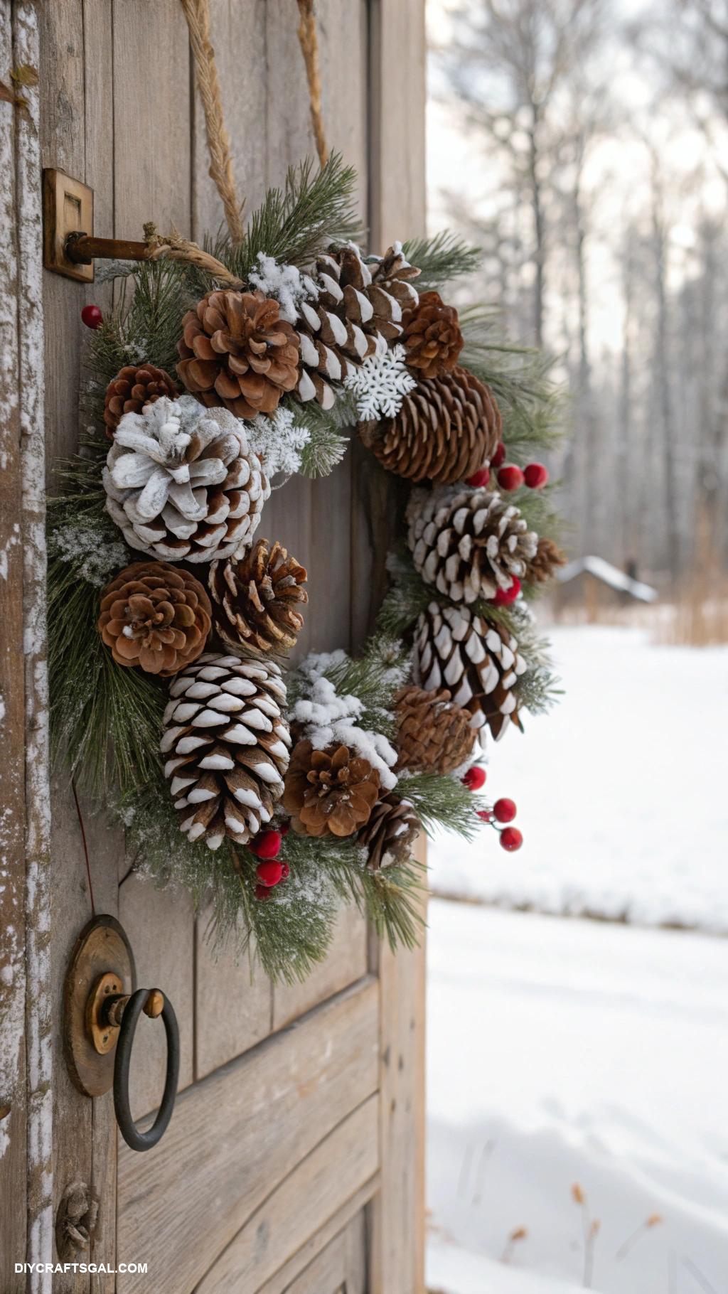 winter pinecone crafts Pinecone wreath for seasonal decor