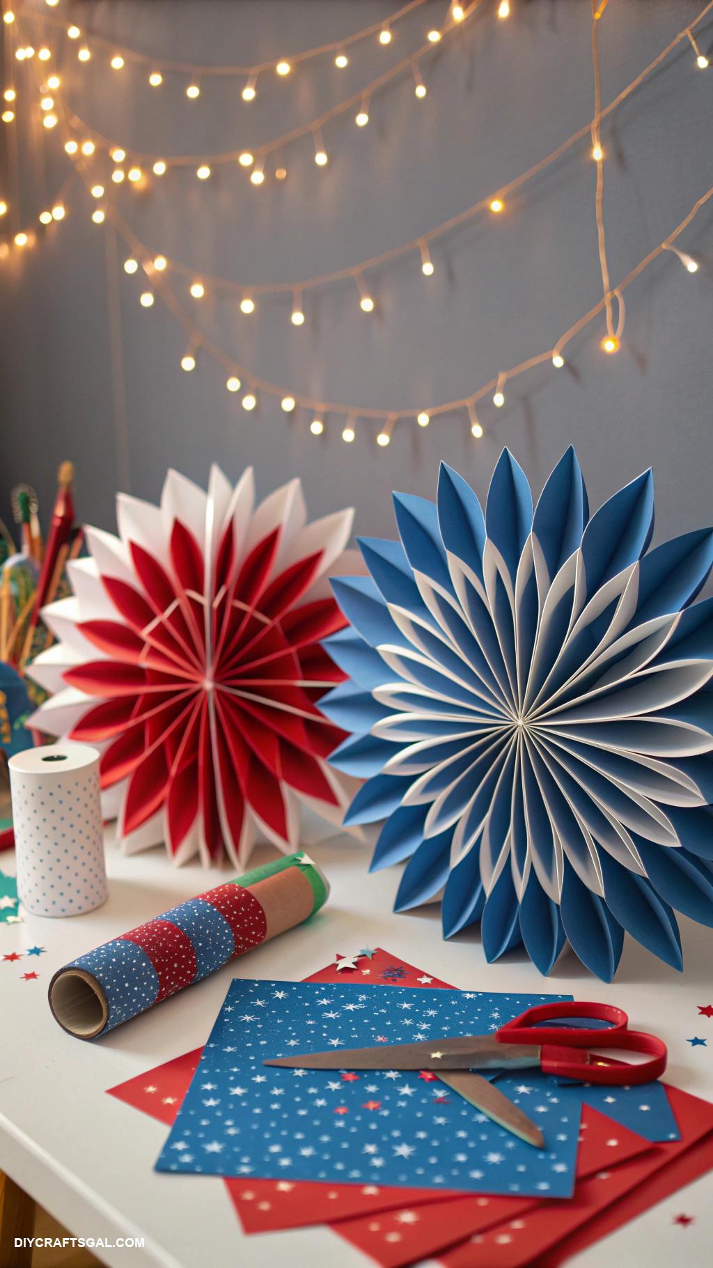 4th of july crafts Firework starburst paper art display