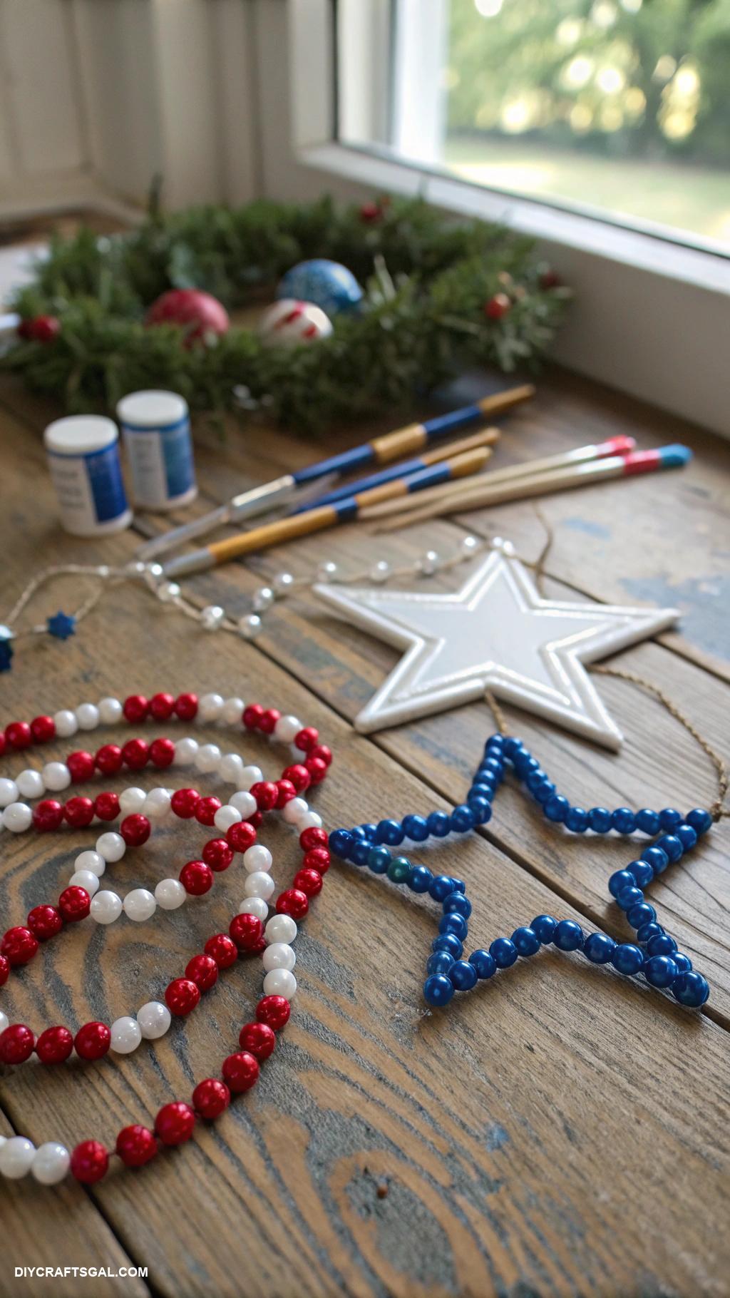 4th of july crafts Star shaped bead and wire ornaments